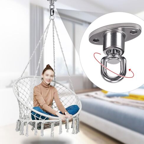 SELEWARE Heavy Duty Swing Hanger Bearing Swivel Hook, 360 Swivel Swing Hanger with Carabiner, Indoor Outdoor Swing Hardware for Tire Swing Kit Saucer Swing Playground Accessories Hammock Chair Swing in Kuwait