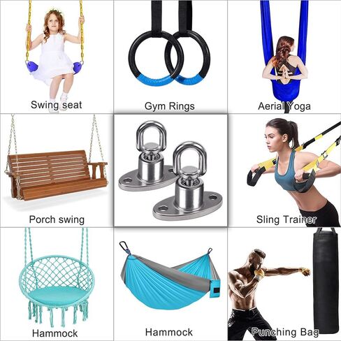 SELEWARE Heavy Duty Swing Hanger Bearing Swivel Hook, 360 Swivel Swing Hanger with Carabiner, Indoor Outdoor Swing Hardware for Tire Swing Kit Saucer Swing Playground Accessories Hammock Chair Swing in Kuwait