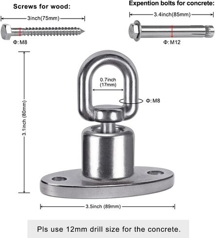 SELEWARE Heavy Duty Swing Hanger Bearing Swivel Hook, 360 Swivel Swing Hanger with Carabiner, Indoor Outdoor Swing Hardware for Tire Swing Kit Saucer Swing Playground Accessories Hammock Chair Swing in Kuwait