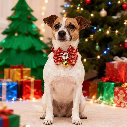 Christmas Cat Collar Breakaway with Bells, 2 Pack Holiday Safety Collars with Santa Claus & Christmas Tree Design - Adjustable Festive Collar for Cats, Kittens, Christmas Party Pet Accessories in Saudi Arabia