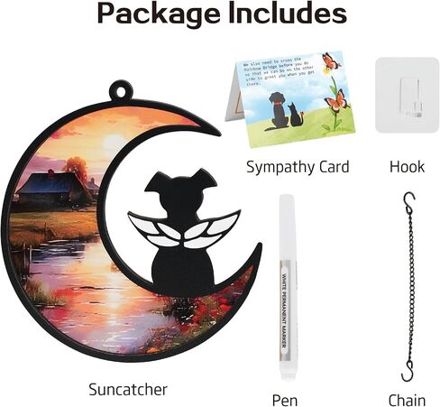 Dog Angel Memorial Suncatcher مع بطاقات التعاطف، هدايا تذكارية للكلاب لفقدان الكلب، 2 - هدية تعاطف شخصية مع فقدان الحيوانات الأليفة - شجرة الحياة in Kuwait