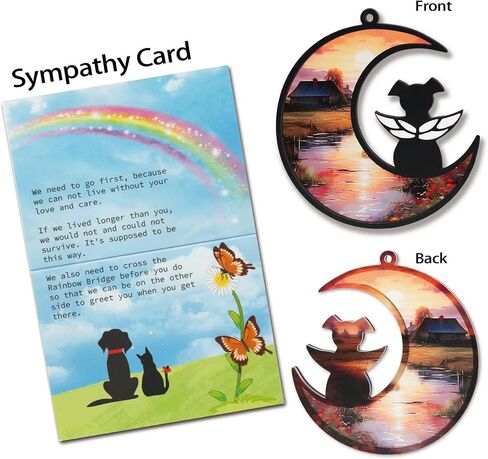 Dog Angel Memorial Suncatcher مع بطاقات التعاطف، هدايا تذكارية للكلاب لفقدان الكلب، 2 - هدية تعاطف شخصية مع فقدان الحيوانات الأليفة - شجرة الحياة in Kuwait