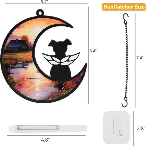 Dog Angel Memorial Suncatcher مع بطاقات التعاطف، هدايا تذكارية للكلاب لفقدان الكلب، 2 - هدية تعاطف شخصية مع فقدان الحيوانات الأليفة - شجرة الحياة in Kuwait