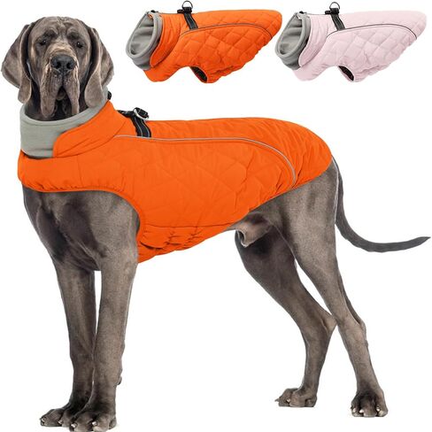 Dog Coat with Harness Built in -Pink,Medium- Fleece Lined Dog Snow Jacket Snowsuit，Adjustable Reflective Winter Warm Cold Weather Coat in Saudi Arabia
