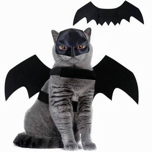 Cat Halloween Costumes, Cat Bat Mask and Bat Wings Set for Halloween Party Decoration, Pet Cosplay Costume for Cats and Small Dogs(Mask and Large Wings) in Saudi Arabia