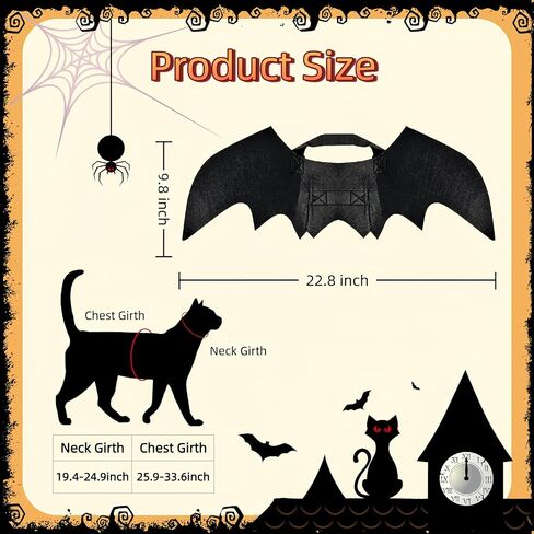 Cat Halloween Costumes, Cat Bat Mask and Bat Wings Set for Halloween Party Decoration, Pet Cosplay Costume for Cats and Small Dogs(Mask and Large Wings) in Saudi Arabia