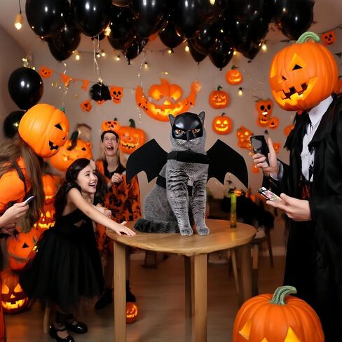 Cat Halloween Costumes, Cat Bat Mask and Bat Wings Set for Halloween Party Decoration, Pet Cosplay Costume for Cats and Small Dogs(Mask and Large Wings) in Saudi Arabia