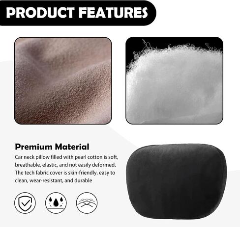 Car Neck Pillow Soft Leather Headrest,Premium Interior Accessories Headrest Support for Driver or Front Passenger Seat,for Driving Home Office (Black) in Saudi Arabia
