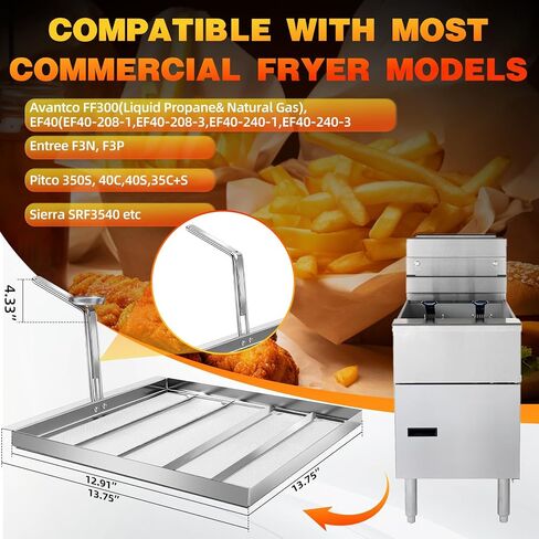 Commercial AF45 Deep Fryer Filter Screen, 13.75x13.75 Inch 550 Micron 304 Stainless Steel Filter Screen with Thermometer, Compatible for avantco and pitco Deep Fryers FF300, Pitco 40C& More Models in Saudi Arabia