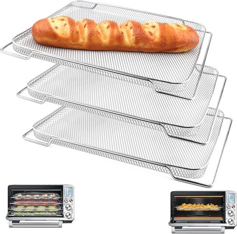 3 قطع سلة مقلاة هوائية لفرن Breville Smart Oven Air Fryer Pro، 16.5 بوصة عمق × 11.8 بوصة عرض × 0.5 بوصة ارتفاع، سلال شبكية من الفولاذ المقاوم للصدأ بدرجة الطعام، سلة مقلاة هوائية للفرن، سلة مقلاة هواء الفرن وصينية in Kuwait