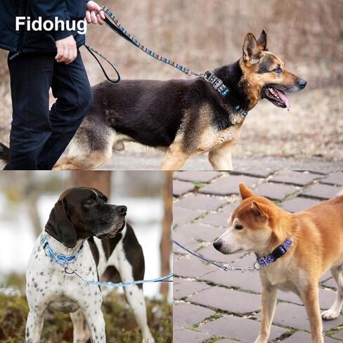 Reflective 6ft Dog Leash with Two Padded Handles, Heavy Duty Strong Nylon Pet Leash with Soft Neoprene Handle for Small Medium Large Dogs, Blue White Waves in Saudi Arabia