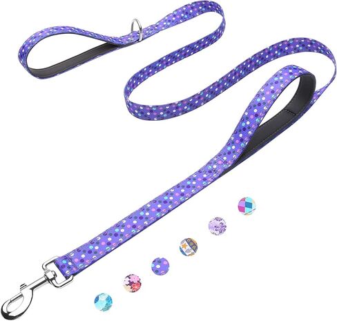 Reflective 6ft Dog Leash with Two Padded Handles, Heavy Duty Strong Nylon Pet Leash with Soft Neoprene Handle for Small Medium Large Dogs, Blue White Waves in Kuwait