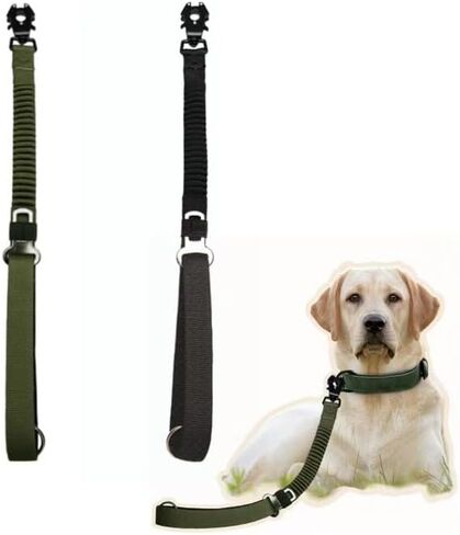 2PCS Tactical Dog Leash Heavy Duty, 20-25Inch Bungee Dog Leash, Training Walking Bungee Lead with Heavy Duty Frog Clip Car Seatbelt for Medium Large Dogs Training Walking (Black, Green) in Saudi Arabia
