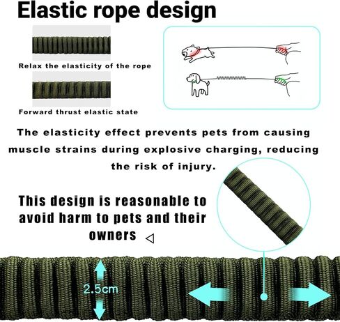 2PCS Tactical Dog Leash Heavy Duty, 20-25Inch Bungee Dog Leash, Training Walking Bungee Lead with Heavy Duty Frog Clip Car Seatbelt for Medium Large Dogs Training Walking (Black, Green) in Saudi Arabia
