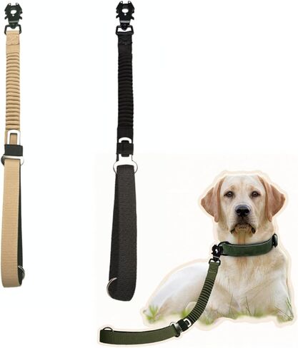 2PCS Tactical Dog Leash Heavy Duty, 20-25Inch Bungee Dog Leash, Training Walking Bungee Lead with Heavy Duty Frog Clip Car Seatbelt for Medium Large Dogs Training Walking (Black, Green) in Kuwait
