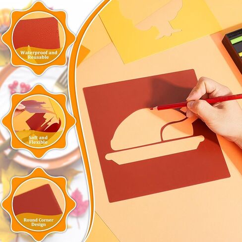 Epakh 24 Pieces Stencils for Kids 8 Inches Drawing Stencils Chalk Template Large Washable Geometric and Garden Themed Primary Shape Template for Kids Toddlers Preschooler(Animal Style) in Kuwait