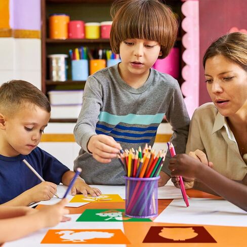 Epakh 24 Pieces Stencils for Kids 8 Inches Drawing Stencils Chalk Template Large Washable Geometric and Garden Themed Primary Shape Template for Kids Toddlers Preschooler(Animal Style) in Kuwait