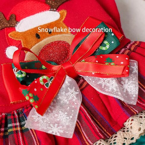 ANIAC Christmas Small Dog Dress Sweater Reindeer Pet Costume Winter Girl Puppy Clothes with Bow Holiday Cat Apparel Christmas Dog Outfit Warm Pet Clothing (Red, Small) in Saudi Arabia