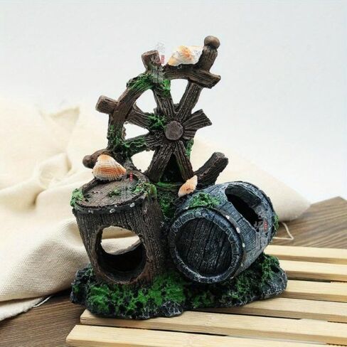 1PC Artificial Aquarium Decoration Shelter Ornament Cask Decor Resin Landscaping House for Fish Accessories for Aquarium Stuff in Saudi Arabia