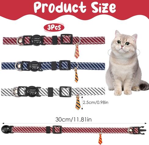 3 Pack Boy Cat Collars, Stripes Cotton Collar Breakaway Cat Collars with Neckties Cute Neckties Kitty Collar for Wedding Party Formal Occasions in Saudi Arabia