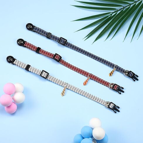 3 Pack Boy Cat Collars, Stripes Cotton Collar Breakaway Cat Collars with Neckties Cute Neckties Kitty Collar for Wedding Party Formal Occasions in Saudi Arabia
