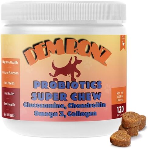 Dembonz Joint Supplement for Dogs – Hip and Joint Chews for Dogs, Glucosamine, Chondroitin, Omega 3, Collagen & Probiotics, Supports Digestion, Immunity, Fur, and Oral, 120 Count in Saudi Arabia