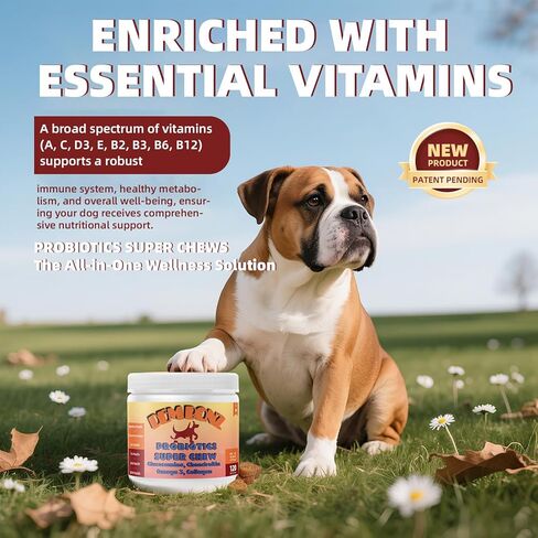 Dembonz Joint Supplement for Dogs – Hip and Joint Chews for Dogs, Glucosamine, Chondroitin, Omega 3, Collagen & Probiotics, Supports Digestion, Immunity, Fur, and Oral, 120 Count in Saudi Arabia