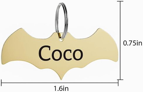 Stainless Steel Personalized Pet ID Tags, Art Design for Dog Tags, Cat Tags, Customized and Engraved on Both Sides of ID Tag, Bat in Black, Silver, Blue, Gold, Rose Gold Color in Saudi Arabia