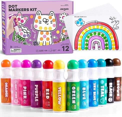 Jar Melo Washable Dot Markers for Toddlers Kids, 6 Colors, Large 60ML in Saudi Arabia
