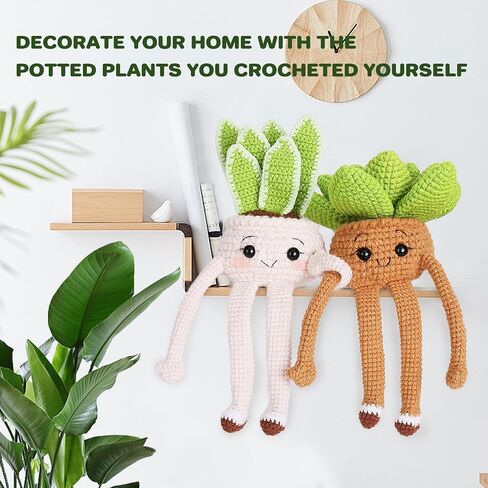 Crochet Kit for Beginners - Crochet Starter Kit with Step-by-Step Video Tutorials, Learn to Crochet Kits for Adults and Kids, DIY Knitting Supplies, 4 Pack Plants Family(40%+ Yarn) in Kuwait