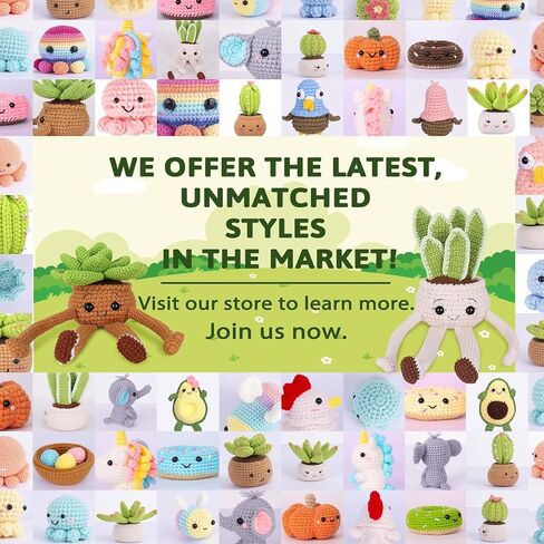 Crochet Kit for Beginners - Crochet Starter Kit with Step-by-Step Video Tutorials, Learn to Crochet Kits for Adults and Kids, DIY Knitting Supplies, 4 Pack Plants Family(40%+ Yarn) in Kuwait