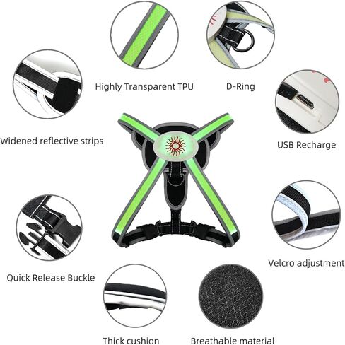 سرج مضيء للكلاب 2025 LED مع وضع RGB متعدد الألوان وشريط TPU فائق السطوع، قابل لإعادة الشحن عبر USB، مقاوم للماء، قابل للتعديل في الظلام من أجل سلامة المشي ليلاً، وتجنب الحوادث in Kuwait