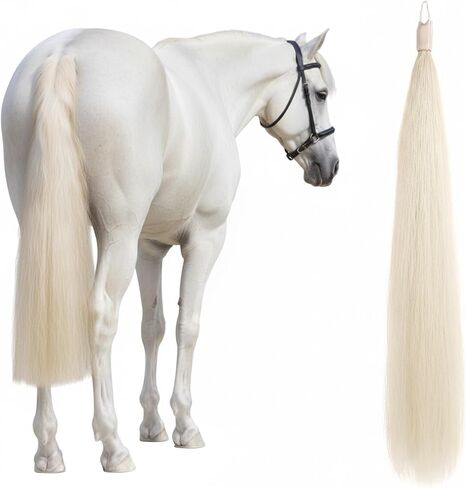 Natural White Real Horse Tail Extensions - 28-30" Length, 4/8 lb Weight with Braided Horsehair Loop in Saudi Arabia