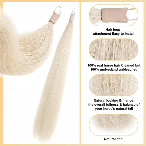Natural White Real Horse Tail Extensions - 28-30" Length, 4/8 lb Weight with Braided Horsehair Loop in Saudi Arabia
