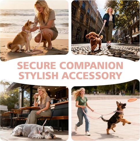 6FT Waterproof Dog Leash, Soft PVC Coated Nylon Webbing Easy to Clean for Beach Day, Adjustable No Tangle Double Hooks Leash for Large Medium Small Dogs in Saudi Arabia