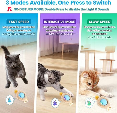 ألعاب تفاعلية للقطط، لعبة سجادة صيد أوتوماتيكية للقطط، كرة تختبئ وتتحرك بسرعة تعمل بالحركة، لتمرين الإثراء الداخلي، تصدر أصوات الحيوانات، سجادة 28 بوصة، 3 ذيول in Kuwait