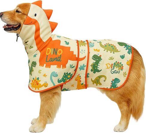 LovinPet 3‑in‑1 Dog Warm Winter Coat & Bathrobe, Hooded Dinosaur Fleece,Lightweight High‑Loft,Absorbent Knit, Quiet Hook‑and‑Loop, Wind‑Blocking Edges,Dog Robes for Medium & Large Dogs, Teal Blue,XL in Saudi Arabia