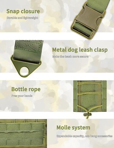 Tactical Dog Harness for Medium Large Breeds, No Pull Adjustable Service Dog Harness with Handle & Molle System, Top Elastic Retention Cord, Full Body K9 Dog Training Vest for Walking in Saudi Arabia