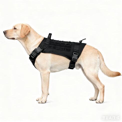 Tactical Dog Harness for Medium Large Breeds, No Pull Adjustable Service Dog Harness with Handle & Molle System, Top Elastic Retention Cord, Full Body K9 Dog Training Vest for Walking in Kuwait