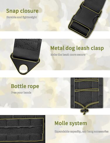 Tactical Dog Harness for Medium Large Breeds, No Pull Adjustable Service Dog Harness with Handle & Molle System, Top Elastic Retention Cord, Full Body K9 Dog Training Vest for Walking in Kuwait