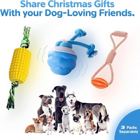 حزمة لعبة الكلب، 3 عبوات من الكرات التفاعلية، كرة كلب متحركة ودوارة أوتوماتيكية مع RC + لعبة مضغ الذرة + لعبة حبل مضغ، كرة متحركة مع USB قابلة لإعادة الشحن in Kuwait