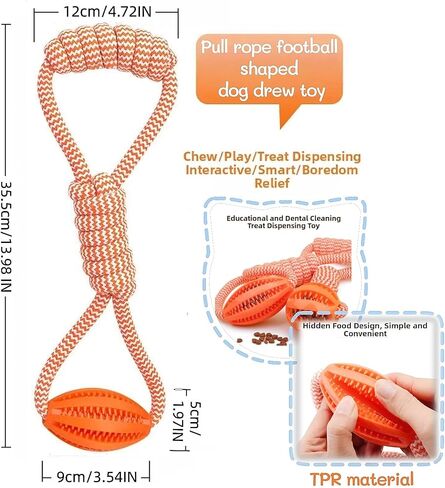 حزمة لعبة الكلب، 3 عبوات من الكرات التفاعلية، كرة كلب متحركة ودوارة أوتوماتيكية مع RC + لعبة مضغ الذرة + لعبة حبل مضغ، كرة متحركة مع USB قابلة لإعادة الشحن in Kuwait