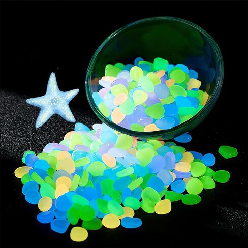 200 PCS Luminous Stones Glow in The Dark Rocks,DIY Decorative Pebbles for Aquarium Fish Tank Garden Path Patio Lawn Yard Sidewalk Decor Colorful Glowing Cobbles in Saudi Arabia