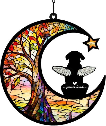 Personalized Loss of Dog Sympathy Gift, Custom Dog Memorial Suncatcher, Dog Memorial Gift, Loss of Dog Gift, Pet Remembrance Gift, 5.2" (Tree & Sea) in Saudi Arabia