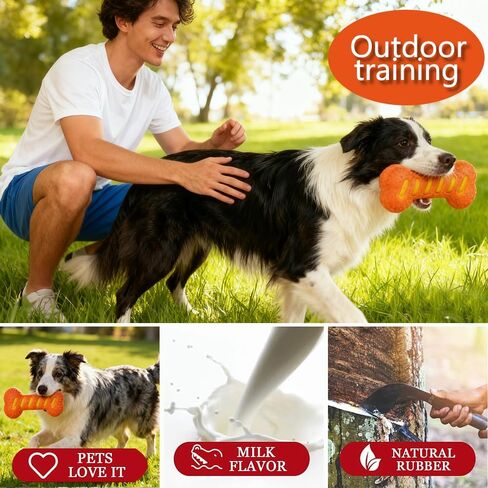 Dog Squeaky Toys for Aggressive Chewers,Dog Toys，Tough Durable Dogs Toys with Natural Rubber，Chewers for Small, Medium and Large Breeds Bone Toy in Saudi Arabia