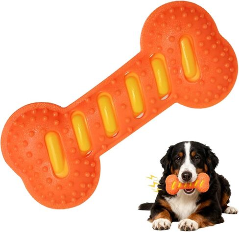 Dog Squeaky Toys for Aggressive Chewers,Dog Toys，Tough Durable Dogs Toys with Natural Rubber，Chewers for Small, Medium and Large Breeds Bone Toy in Saudi Arabia