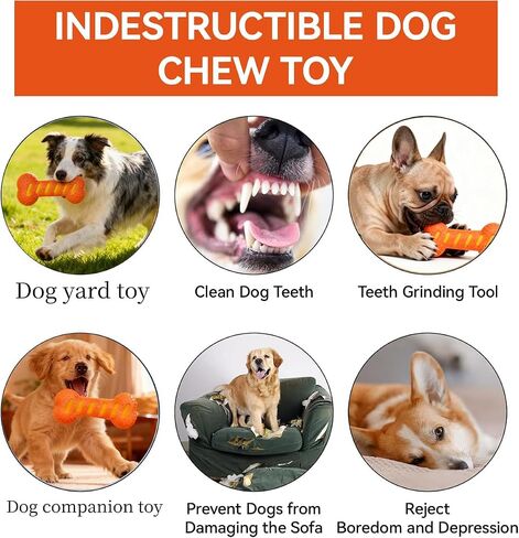 Dog Squeaky Toys for Aggressive Chewers,Dog Toys，Tough Durable Dogs Toys with Natural Rubber，Chewers for Small, Medium and Large Breeds Bone Toy in Saudi Arabia