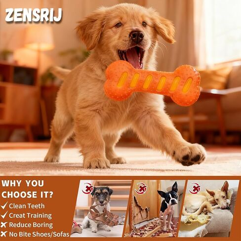 Dog Squeaky Toys for Aggressive Chewers,Dog Toys，Tough Durable Dogs Toys with Natural Rubber，Chewers for Small, Medium and Large Breeds Bone Toy in Saudi Arabia