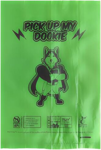 Pick Up My Dookie Pet Waste Bags, Blue Box with Cartoon Design, 90 Bags, 6 Rolls, Standard 9x13 Inch Size in Saudi Arabia