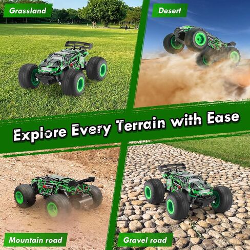 Remote Control Car, 1:18 Toy Rc Cars, All-Terrain RC Truck with LED Light, 20KM/H, Rechargeable, 2WD, 2.4GHz, Sturdy PVC Shell, Remote Control Car for Boys 4-7 8-12, Beginner in Kuwait